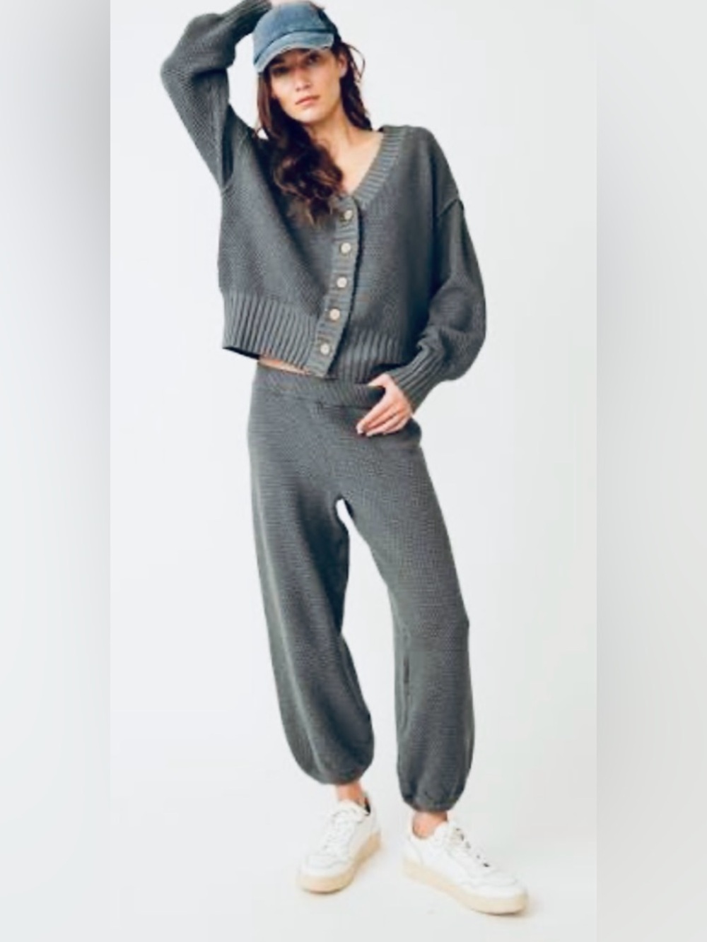 FREE PEOPLE Hailee Waffle Stitch Cardigan & Pants NEW - Picture 6 of 16